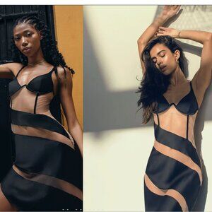 God Save Queens 'Scarlett' Black Mesh Dress NWOT